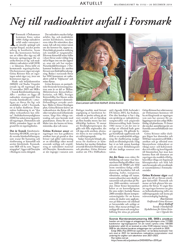 Nej till radioaktivt avfall i Forsmark