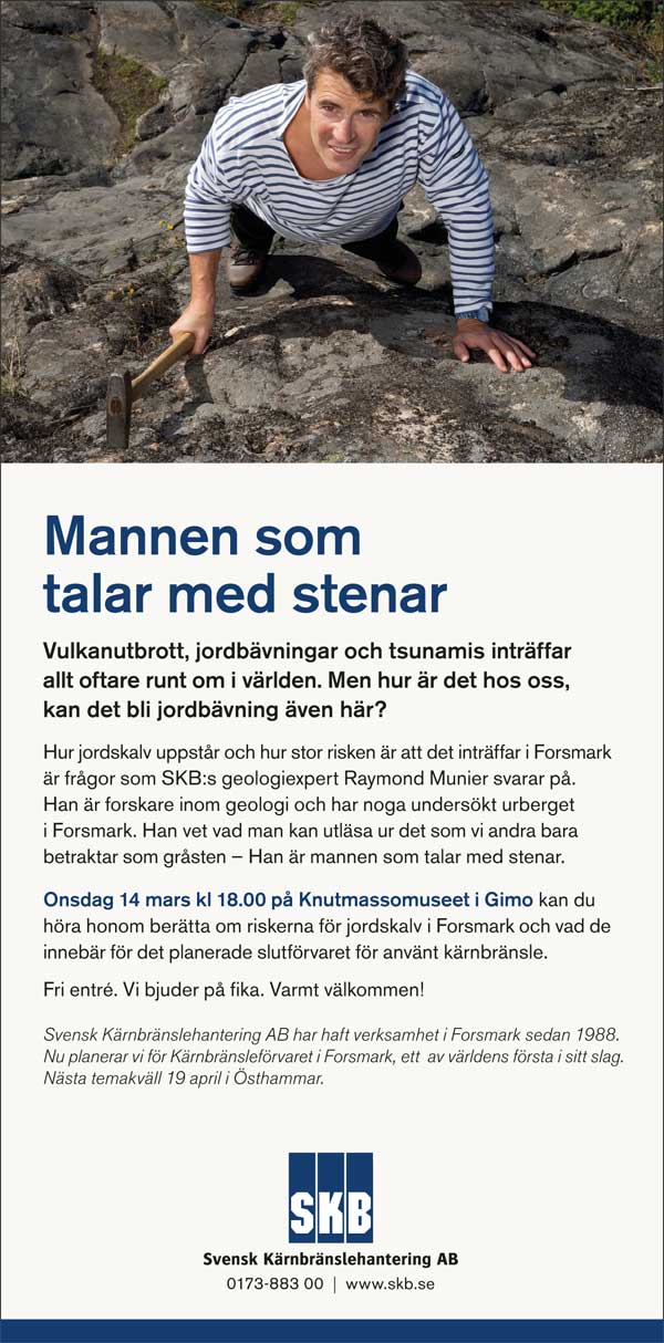 SKB AB temakväll i Gimo om jordskalv